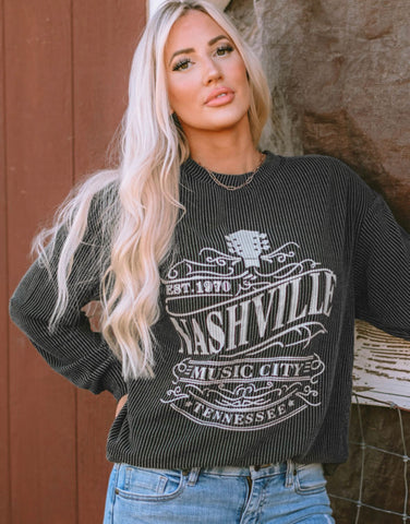 Nashville music city ribbed sweatshirt
