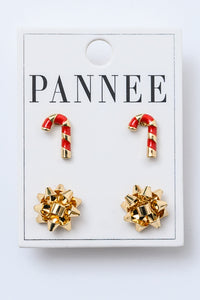 Candy Canes & Bows Stud Set