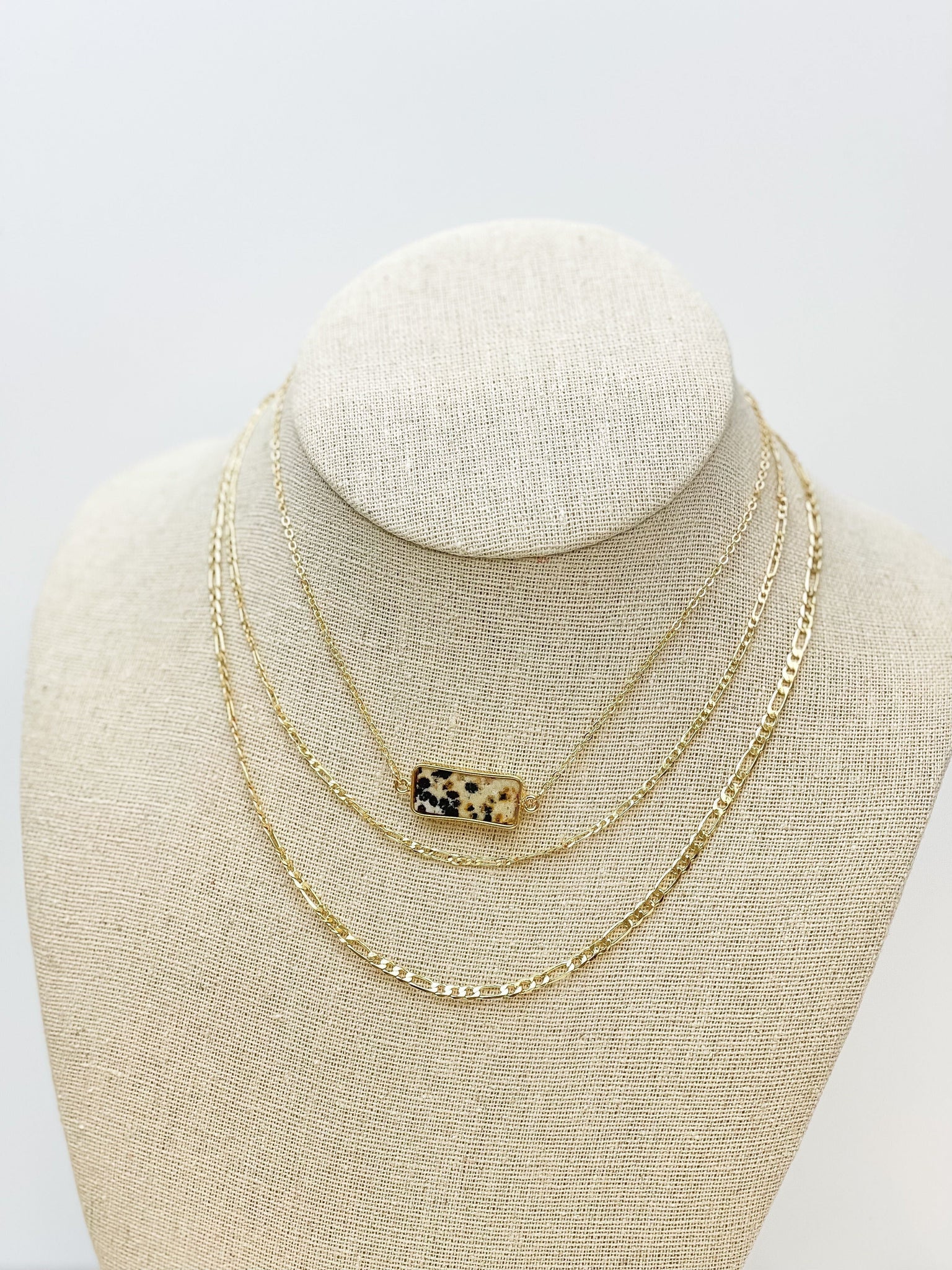 Stone Gold Layered Necklace in Spotted