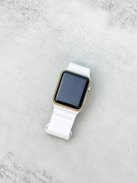 Magnetic Leather Smart Watch Band in White