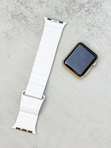 Magnetic Leather Smart Watch Band in White