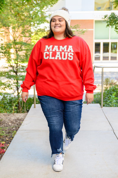 Mama Claus Graphic Sweatshirt in Red