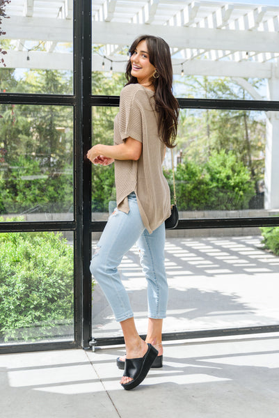Pure Bliss Knit Top In Taupe