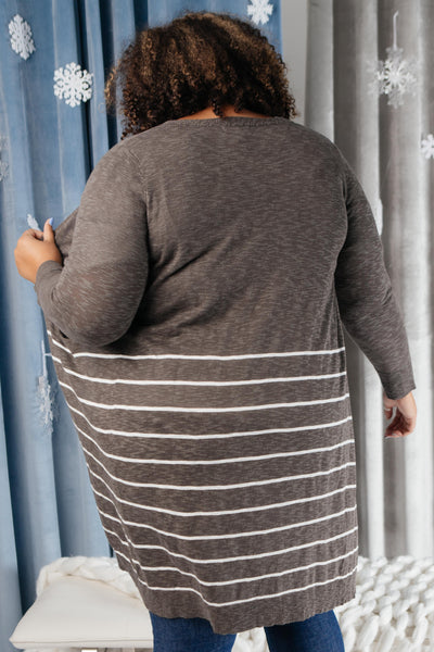 Stripes And Charcoal Cardigan