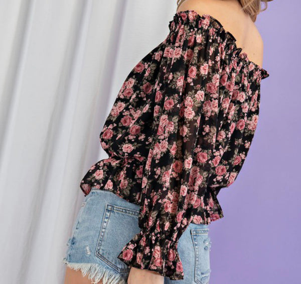 Flawless Floral Ruffle Blouse