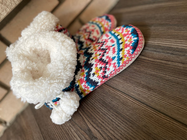 Hand Knitted Multicolored Slipper Booties